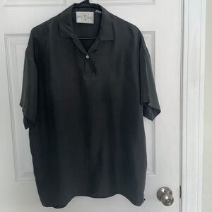 FIRST ISSUE Dark Gray 100% Silk Shirt Size M #290